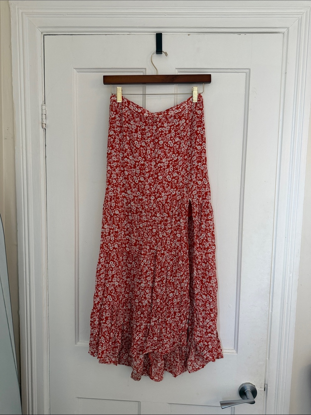 Abercrombie & Fitch Red Floral Boho Skirt